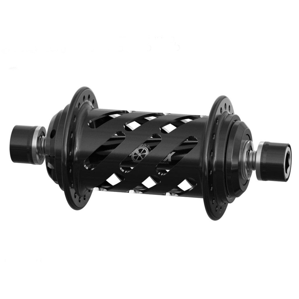 Onyx BMX 100/10mm Bolt-on Helix Front Hub / Black Ano / 28H