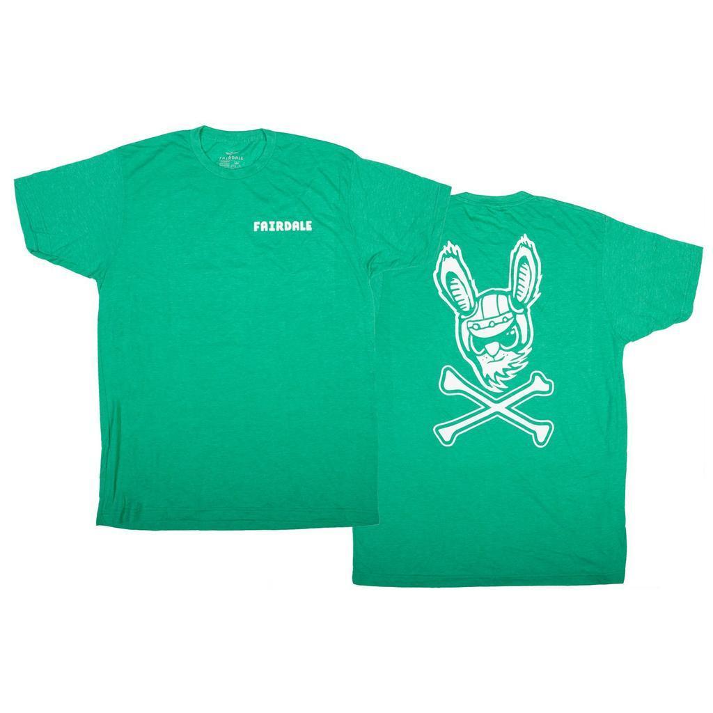 Show off your style with the Fairdale Jolly Roger T-Shirt—"FAIRDALE" on the front left chest and a white cartoon animal head with goggles and bunny ears above crossbones on the back.