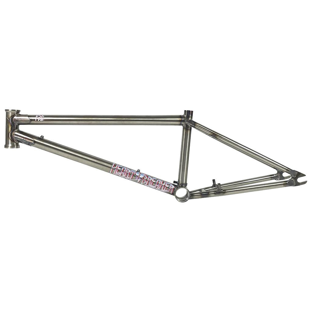The Fit Heartbreaker Frame (Chris Harti) is a limited edition camo BMX frame featuring a "Heartbreaker" logo on the downtube, main and rear triangle structure, and a design collaboration with rider Chris Harti.