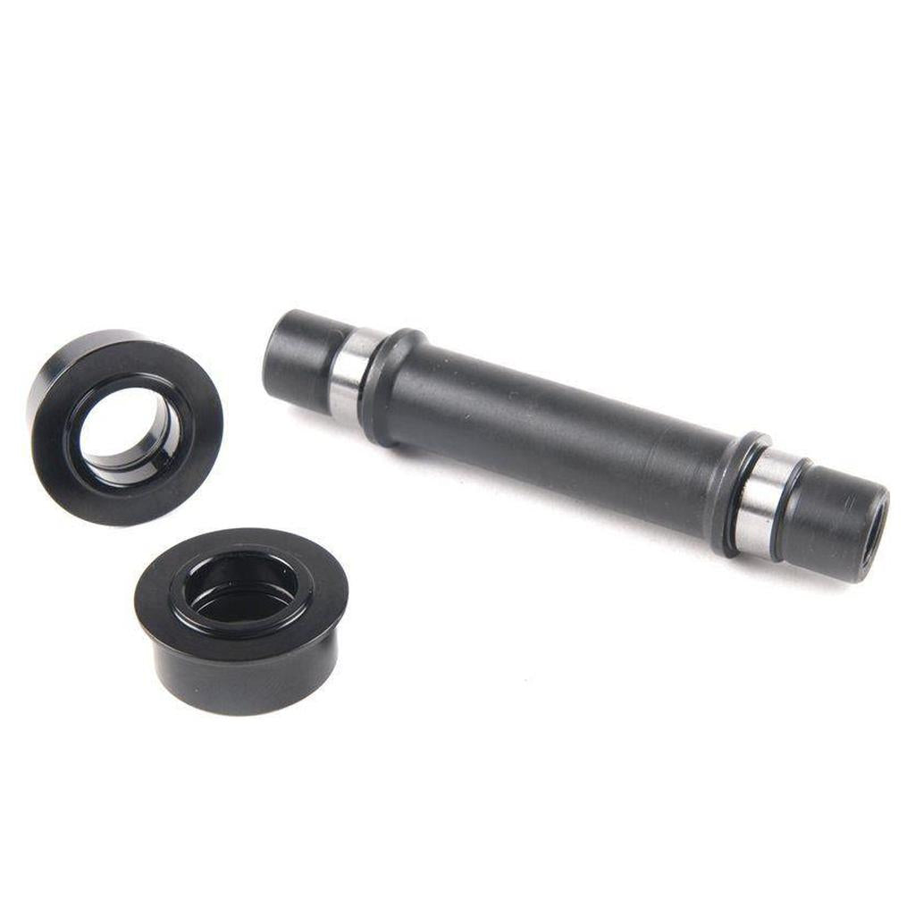 The Eclat Pulse Axle & Cone Set is shown on a white background, featuring a black metal replacement axle and two cylindrical bushings with visible bearing rings—perfect for front hub or Pulse hub use.