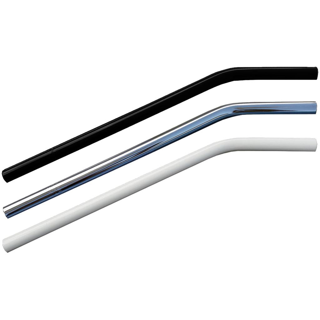 Three DRS Layback 22.2mm Seat Posts—resembling classic retro seatposts—are displayed horizontally in black, silver, and white on a white background.