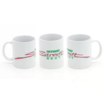 Three white 12oz Skyway Street Beat Coffee Mugs are displayed side by side, each featuring a green and pink "SKYWAY Street BEAT" logo.