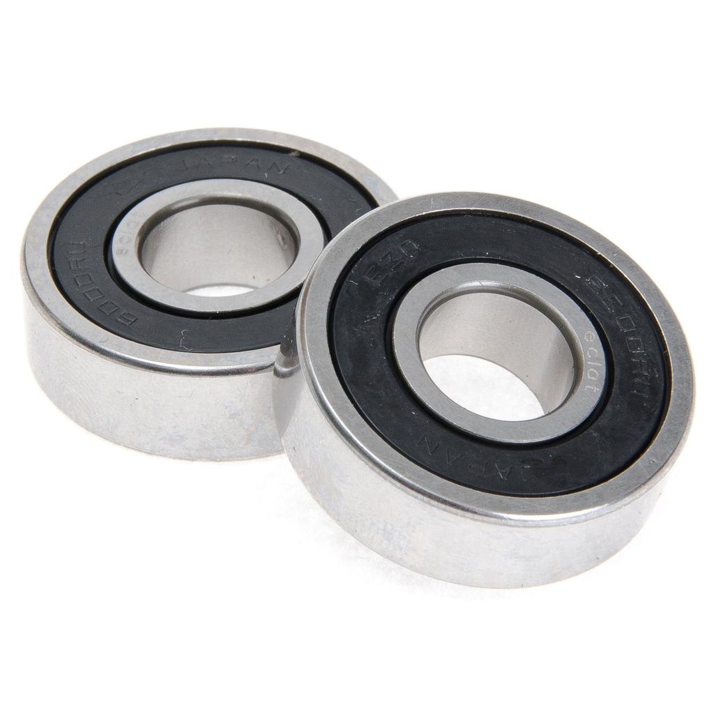 The Eclat Simplex Hub Bearing Set features two metal hub bearings with black seals, shown side by side on a white background—perfect as replacement bearings for your Simplex hub.