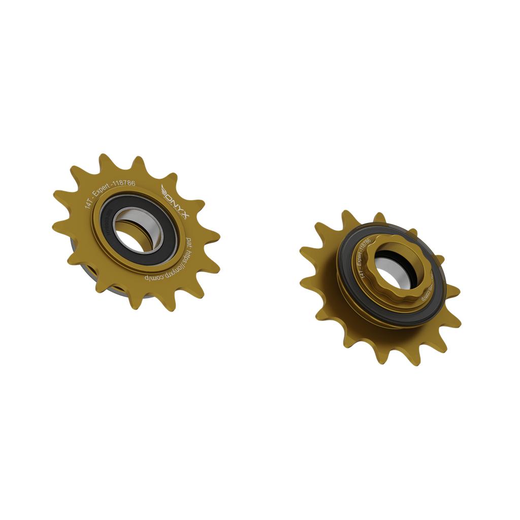 Onyx Expert Hybrid Freehub with Integrated Cog / Anodised Gold / 14T