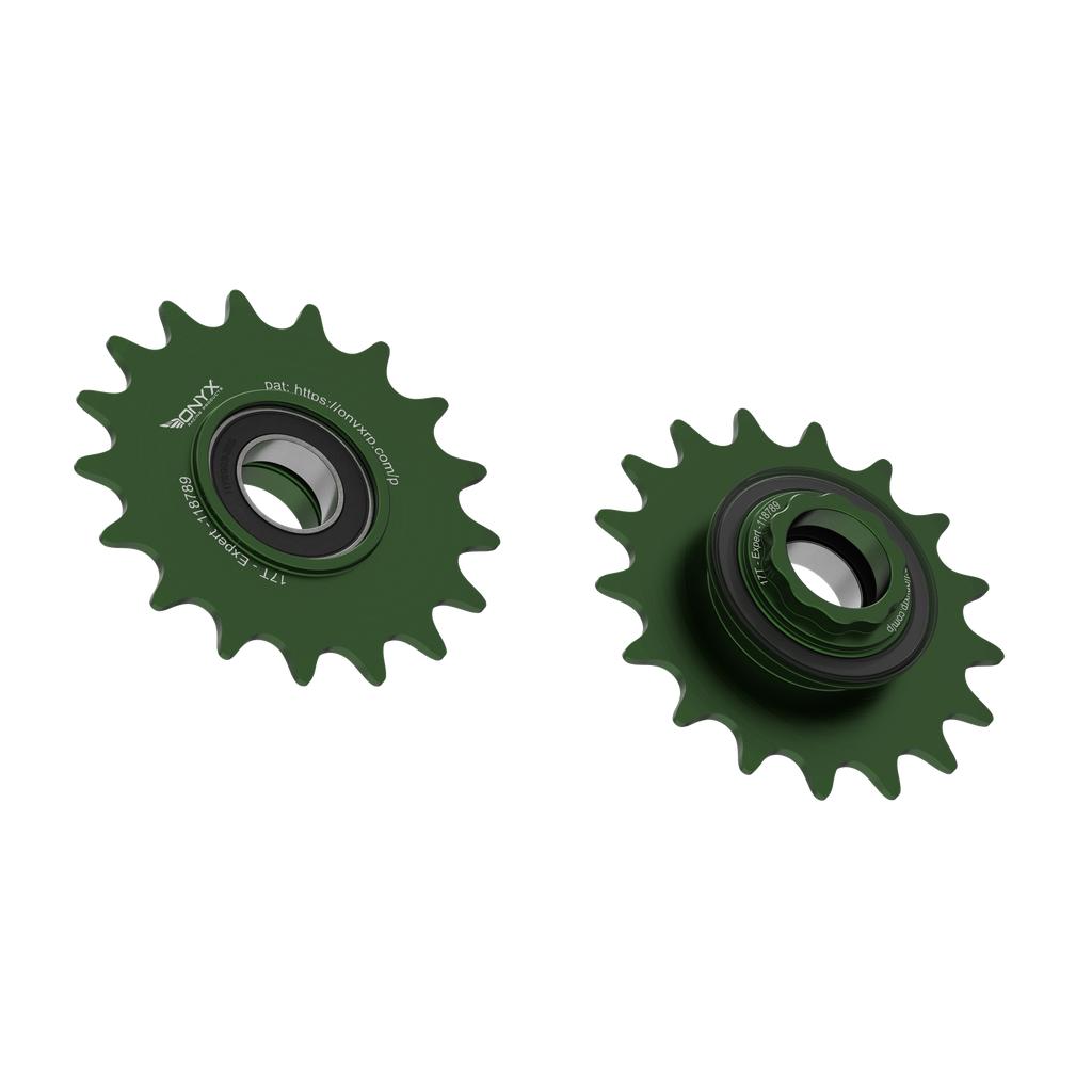 Onyx Expert Hybrid Freehub with Integrated Cog / Anodised Green / 17T