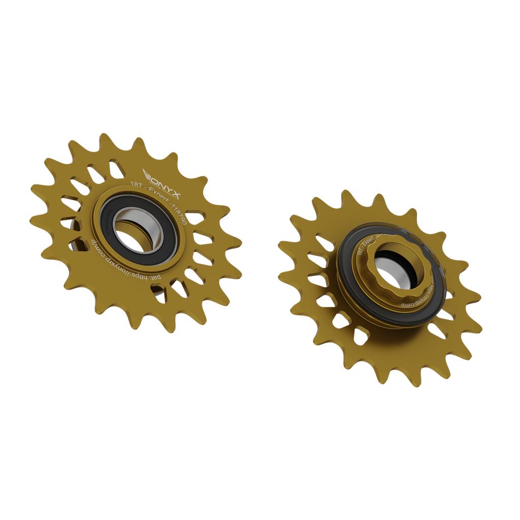 Onyx Expert Hybrid Freehub with Integrated Cog / Anodised Gold / 18T