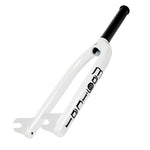 White Snafu Magical Forks BMX with a reinforced chromoly steerer tube and black head tube, featuring the "Rapture" logo on the side.