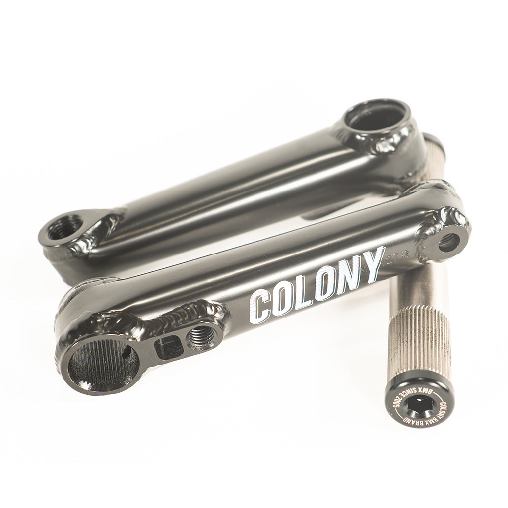 A pair of lightweight Colony Venator 127mm Cranks (Suit 16" Wheeled Bikes) with the word Colony prominently displayed.