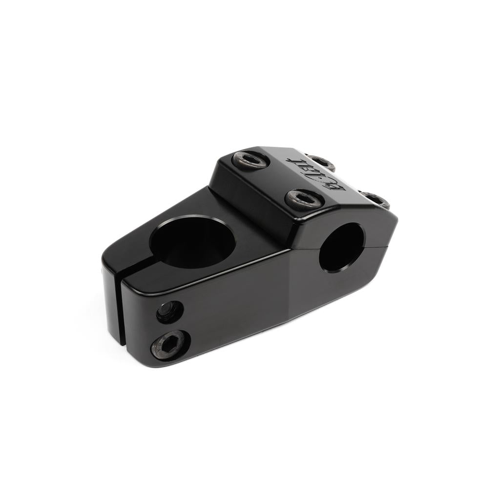Explore the limited-edition Eclat 1023 Stem: a black metal bicycle masterpiece with mid-school styling. CNC-machined for precision, it boasts bolt holes to securely attach handlebars to the steering tube.