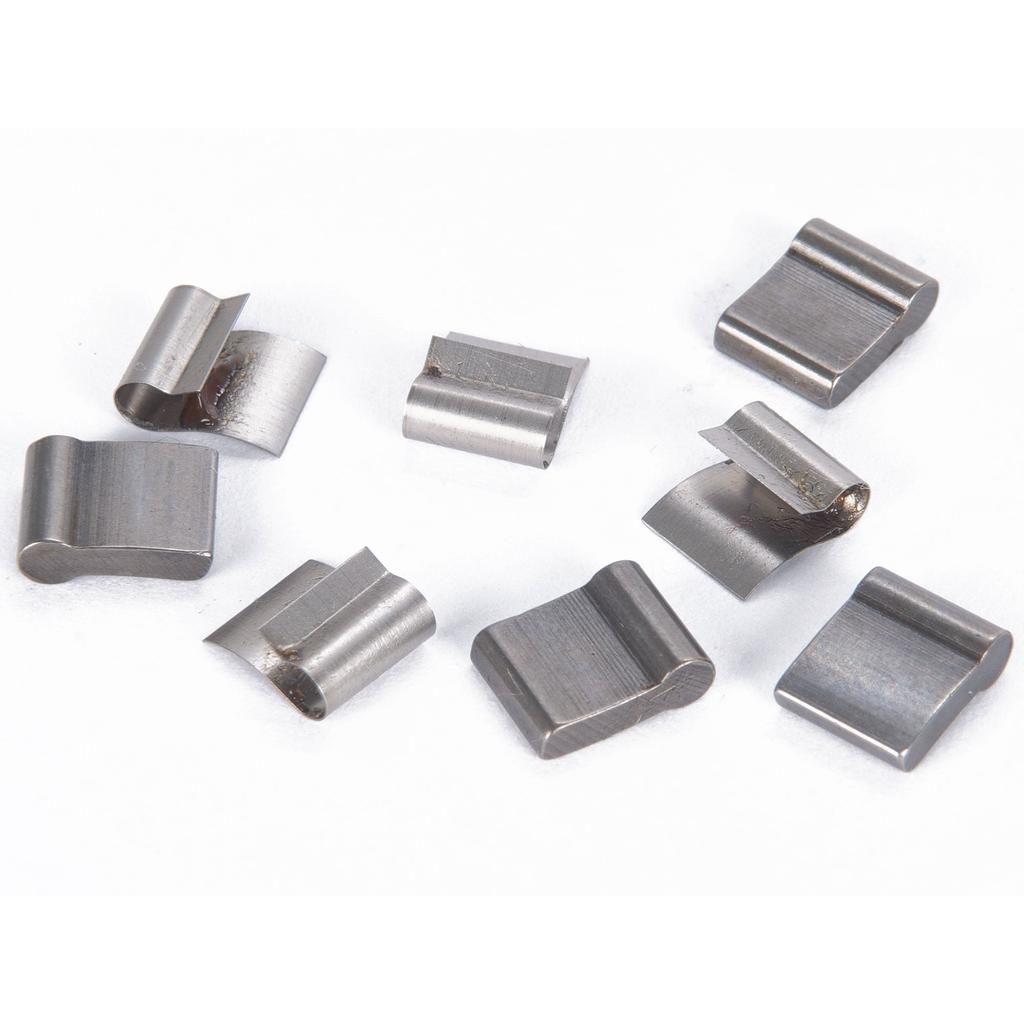 Eight small, curved metal clips from the Eclat Pulse SDS V1-V2 Pawl and Spring Kit are arranged on a white background.