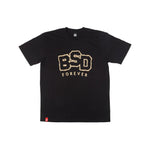The BSD Wobbler T-Shirt is a premium Ninety One black tee with “BSD FOREVER” in beige on the front, made from soft heavyweight cotton for lasting comfort.