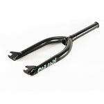 A black Colony Sweet Tooth 16 Inch Fork with the word voodoo on it, made of Crmo for a light weight design.