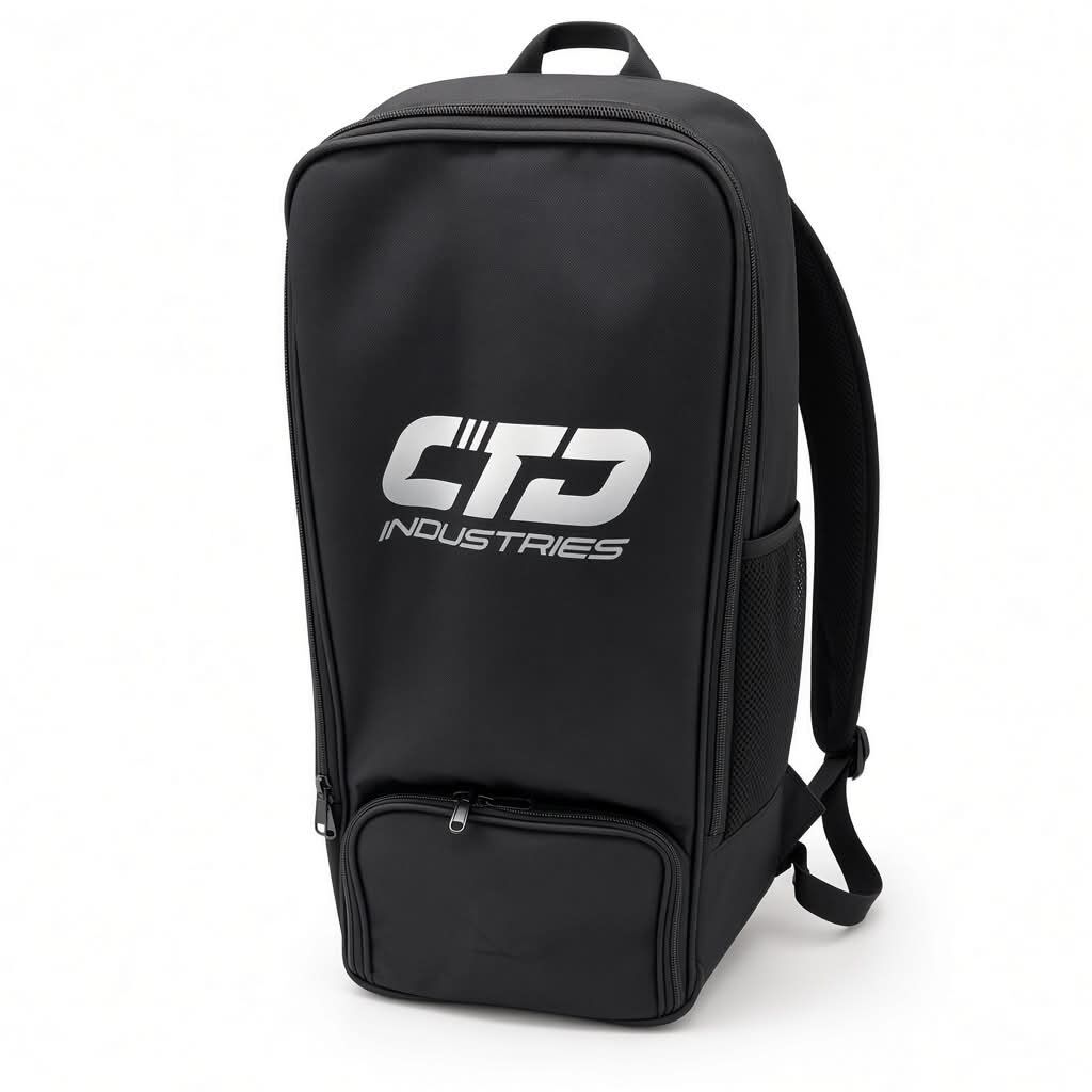 Black CTD Kit Bag with a zippered front pocket and the “CTD INDUSTRIES” logo printed in silver on the front.