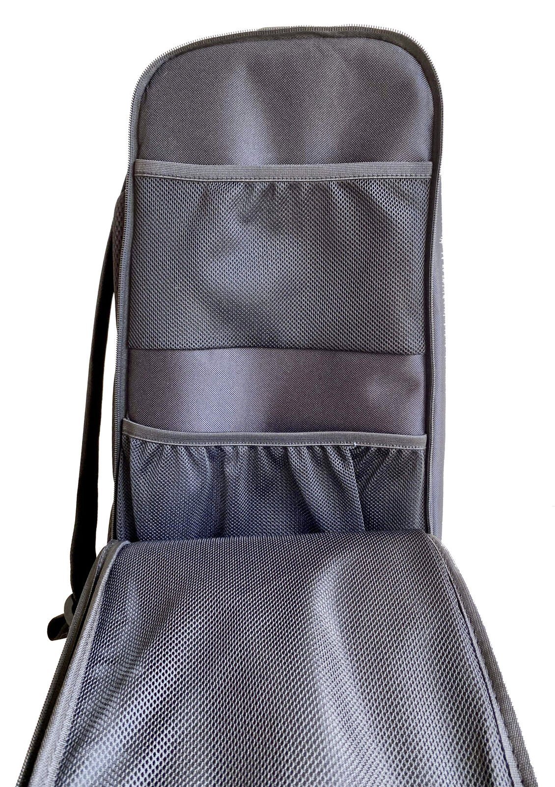 Interior of an open grey CTD Kit Bag showing multiple mesh storage pockets.