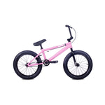 The Cult Juvi 18 Inch Bike features a pink lightweight aluminum frame with black handlebars, seat, pedals, and tires. It is displayed in profile against a white background.