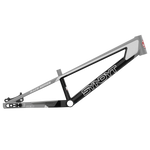 The Syndyt 190 Junior XL Frame, a black, white, and gray 6061 alloy BMX frame labeled "SYNDYT RACE SERIES," is shown isolated on a white background, emphasizing its premium build for BMX racing.