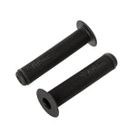 The Fit Bike Co OG Grips, shown in black with ribbed and mushroom-finned surfaces plus flared ends, resemble the classic BMX grip style and are displayed on a white background.