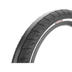 Close-up of the Cinema Williams Tyre (Each), a black 2.5" BMX tire with directional tread and a white sidewall stripe, featuring the brand label on the rim.