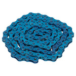 A Salt Traction Chain, heavy duty and coiled in blue, is laid flat against a white background.