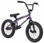 The Raven Trickster 16 Inch Bike features a purple frame with "Raven" and "Trackster" branding, black tires, seat, and handlebars, plus durable double-wall rims for extra strength.