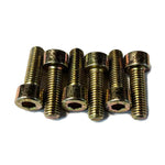 The S&M Stem Replacement Bolt Set includes six metal metric thread bolts, perfect as BMX stem bolts for S&M/FIT stems, displayed side by side on a white background.