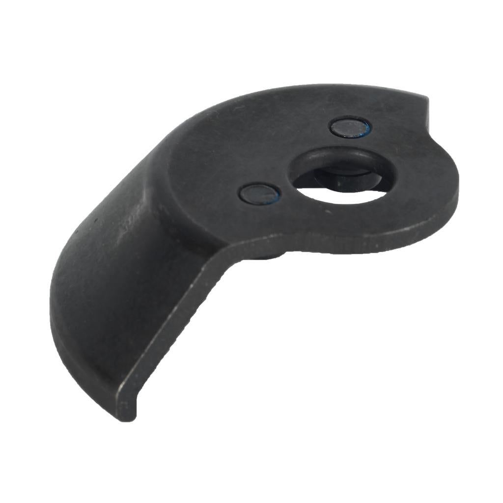 The Eclat Overguard Steel Universal 14mm Hub Guard (2026) is a black metal cam lock plate with two screw holes and a curved edge, shown on a white background—ideal as a universal BMX hub guard.
