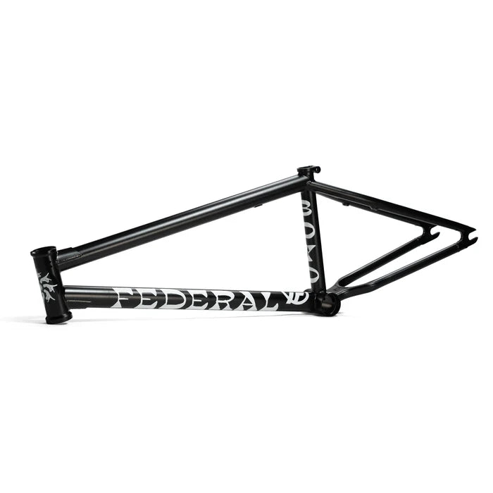 The Federal Boyd 18 Inch V2 Frame features a black finish with bold white "FEDERAL" branding on the down tube. Designed for BMX riders, this signature Boyd Hilder frame offers quality and style, shown here against a plain white background.
