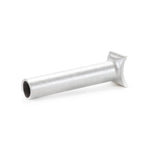 The Fiend Pivotal Post 185mm is a metal BMX seat post with a hollow center and flat, ridged end, shown on a white background.