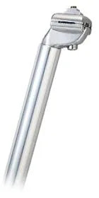 The Micro Adjust Seat Post 400mm is a silver alloy seat post measuring 26.0 x 400mm, featuring a saddle clamp, displayed against a white background.