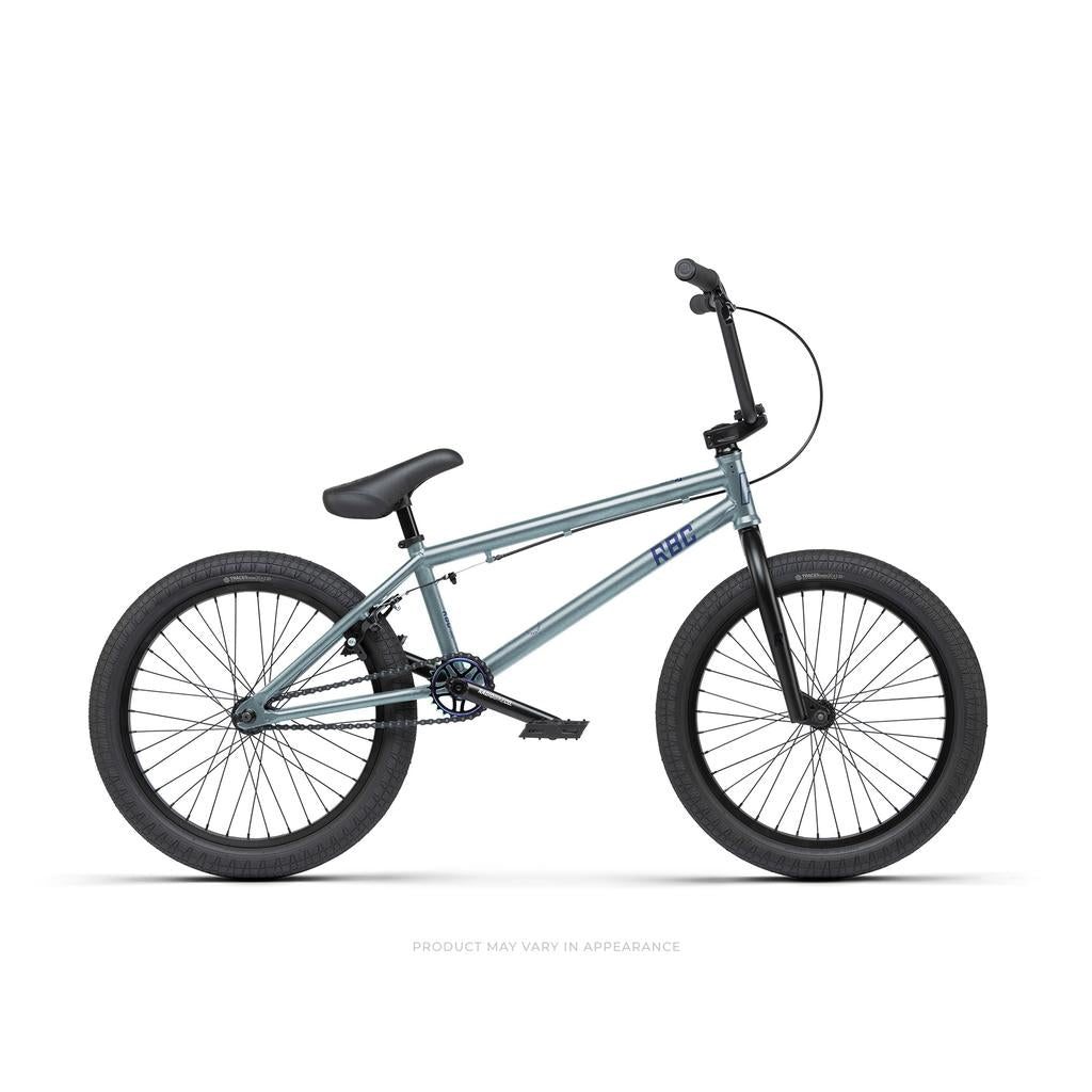 The Radio Evol XL 20 Inch Bike is an entry-level BMX in blue, shown in profile with black tires and seat, and featuring a crmo toptube against a white background.