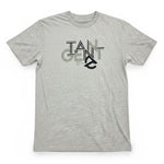 The Tangent T-Shirt features light gray fabric and overlapping black and olive green "TANGENT" lettering—a must-have short-sleeve for sweet tee fans.