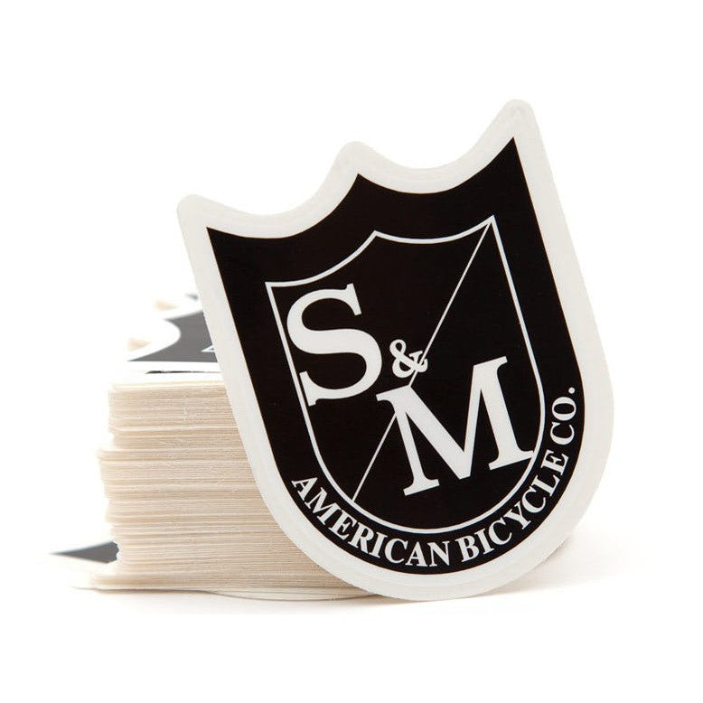 S&M Medium Shield Sticker / Black/White