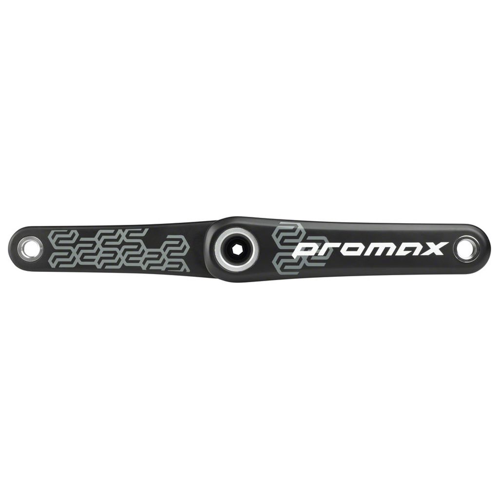 A black Promax CK-1 Carbon Crank Set with the word promax and carbon fibre on it.