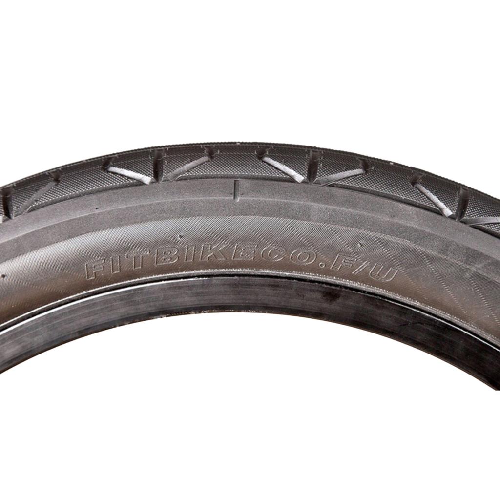 Close-up of the FITBIKECO F/U Tyre in black, showing tread detail and "FITBIKECO. F/U" embossed on the sidewall to highlight its fast-rolling design.