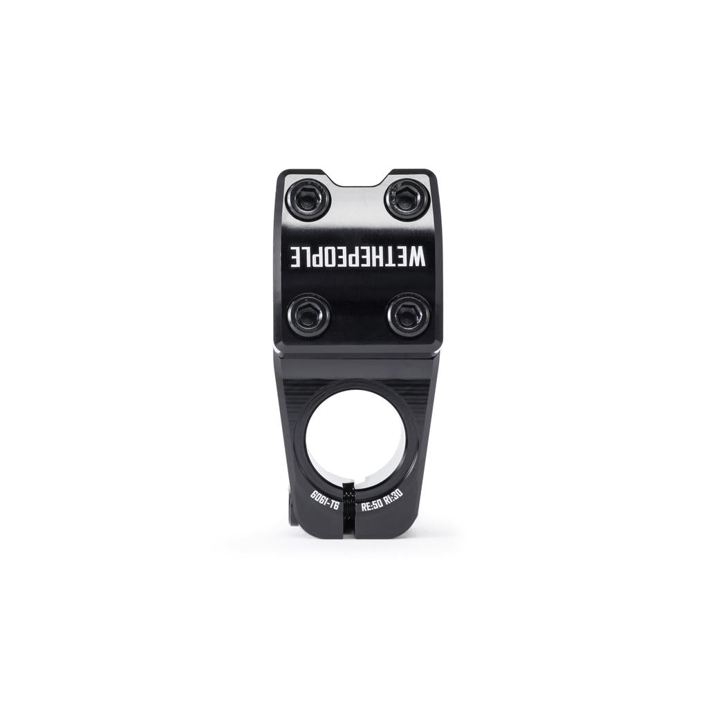 The Wethepeople Hydra Stem (25.4mm Clamp) has four bolts and "WETHEPEOPLE" text printed upside down on the front faceplate, shown against a white background.