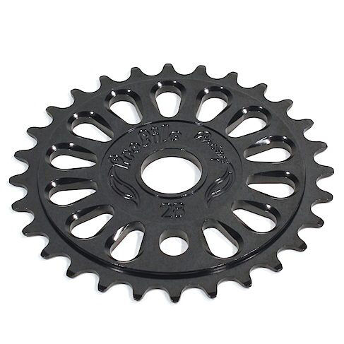 The Profile Imperial Sprocket is a black BMX sprocket with 25 teeth and multiple oval cutouts around the center.