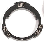 Circular metal shim marked "LHD" and "75 DEG" on both sides, featuring four edge notches, crafted for seamless integration with the Profile Z-Coaster Hub Slack Cam Ring in the freecoaster mechanism.