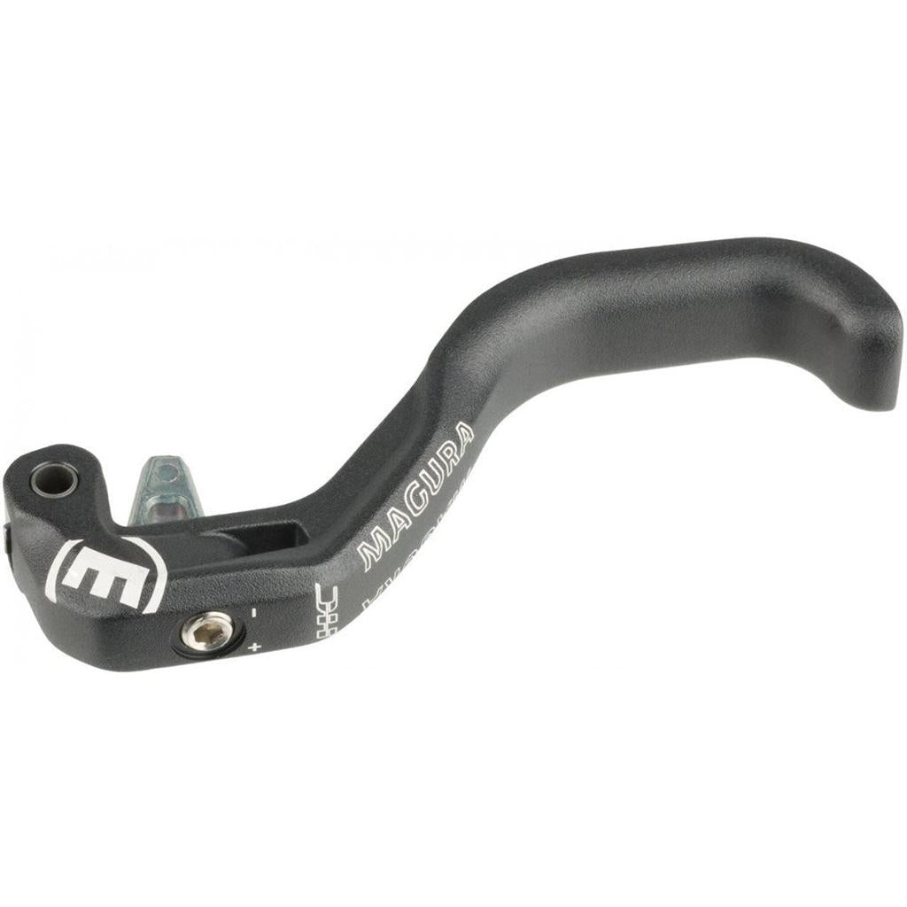 A Magura HC1 1-Finger Aluminium Lever Blade with tooled reach adjustment, black with white branding and adjustment markings, ergonomic design and Carbotecture SL brake masters, shown on a plain white background.