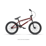 A Radio Saiko 18 Inch Bike in red with black tires, pedals, and handlebars is displayed in a side view on a white background.