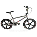 Skyway TA 20 Replica 20 Inch Bike (2026) shown with silver frame, black mag wheels, Redline Flight cranks, black seat, and straight handlebars. Image is illustrative; actual product may vary.