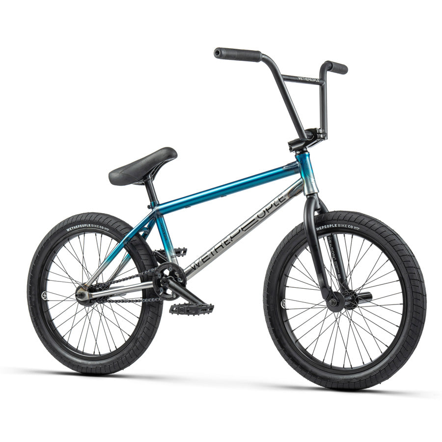 A blue and black Wethepeople Reason 20 Inch BMX Bike showcased on a white background.