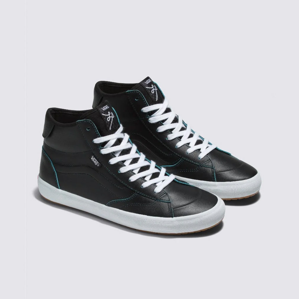 Sustainable skate shoe by Vans The Lizzie Wearaway High Top Shoes in Wearaway Black/Blue.