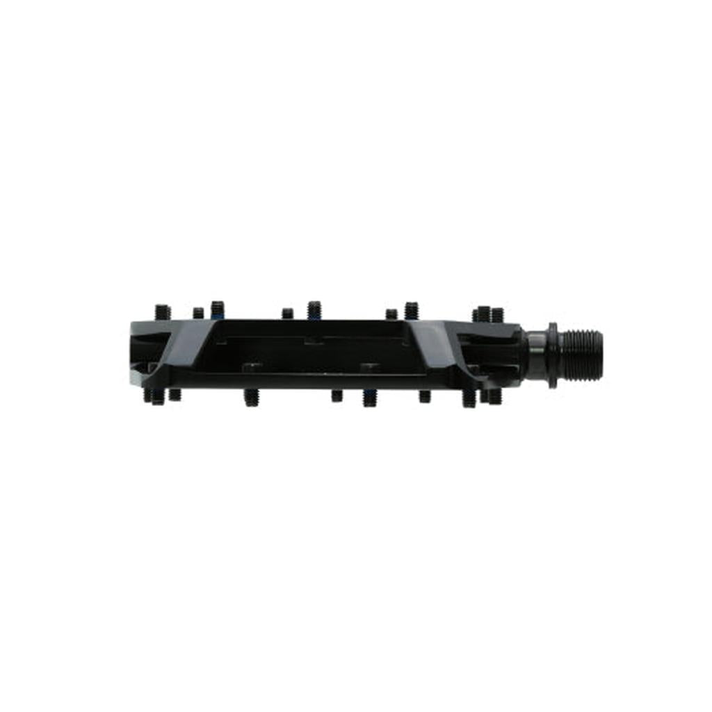 Side view of the HT AN71 Talon Pedals in black, featuring visible metal pins and a threaded spindle.