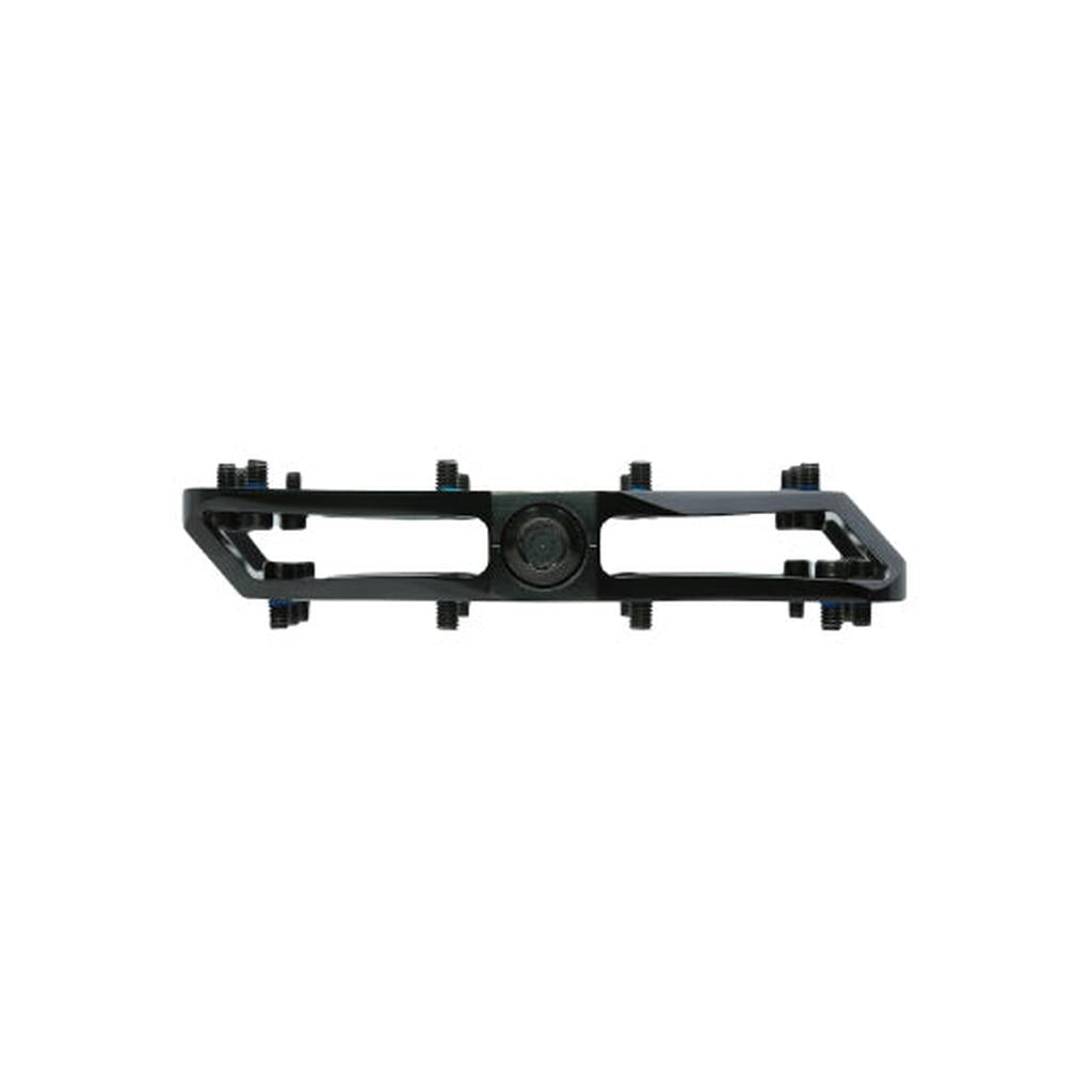 The HT AN71 Talon Pedals feature a black metal open-frame design with multiple grip pins, shown from a top view.