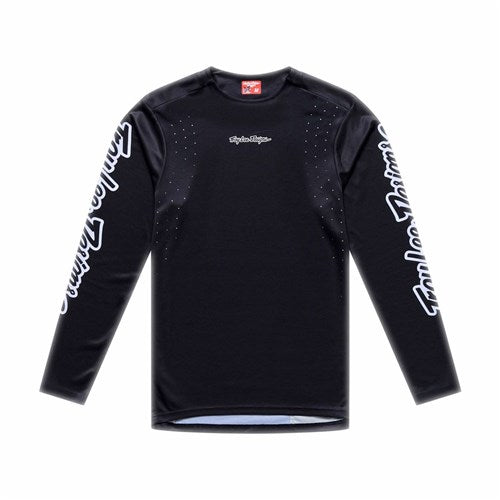 The TLD 26.1 Sprint Pro Jersey / Mono Black features long sleeves, "Taylor Stitch" branding on the chest and sleeves, moisture-wicking fabric, and is shown on a white background.