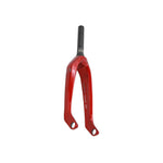 Arise Terra Carbon Forks Pro Tapered 20mm: red race fork with black steerer tube, monocoque construction, shown against a white background.