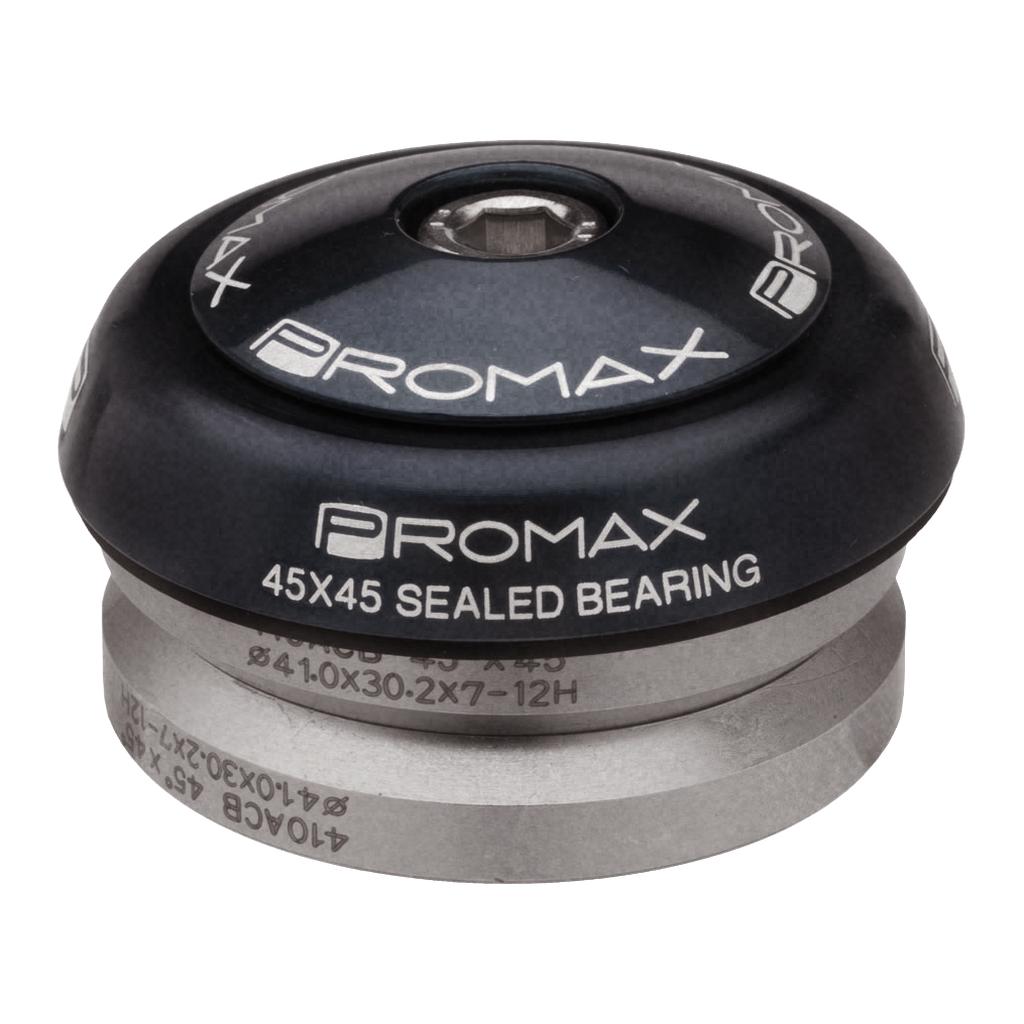 The Promax IG-45 Integrated Headset features 41.8mm sealed bearings for bicycles, displayed in close-up against a plain background.