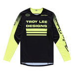 The TLD 25.2 Sprint Jersey / Segment Black features standout black and neon yellow colors with "Troy Lee Designs" branding on the front and sleeves—perfect for racing style and performance.