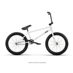 The Radio Darko 20 Inch Bike features a white Chromoly frame, black handlebars and seat, plus Salt Burn Tyres, displayed in side profile against a plain white background.