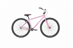 A Sunday High C Bike (2026) in pink, featuring a single-speed 29" full chromoly frame, black tires, a black handlebar, and a black seat with a red accent—displayed on a white background.